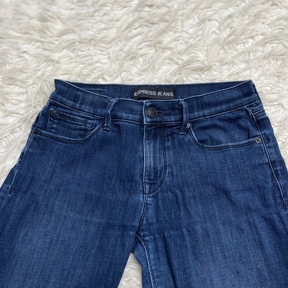 Express Women’s Dark Blue Denim Legging Mid Rise Jeans - Picture 5 of 6